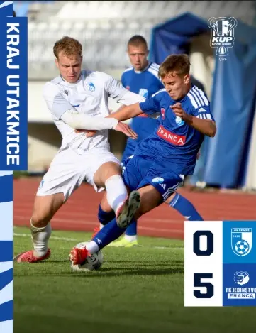 Prizor sa utakmice Berane – Jedinstvo Franca, Kup Crne Gore, 15. oktobar 2026, rezultat 0:5. Foto: FK Jedinstvo Franca / Instagram (zvanična objava kluba).