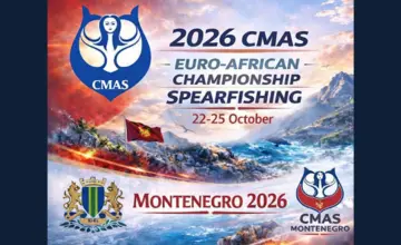 Zvanična CMAS najava prvenstva u Baru 2026, plakat u cjelosti vidljiv i prilagođen 16:9 bez odsijecanja.