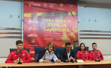 Stvarna fotografija crnogorskih karatista u izvještaju o osvajanju tri medalje na Svjetskom prvenstvu u Poljskoj 2026, foto MINA/Vijesti.