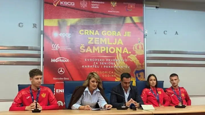 Stvarna fotografija crnogorskih karatista u izvještaju o osvajanju tri medalje na Svjetskom prvenstvu u Poljskoj 2026, foto MINA/Vijesti.