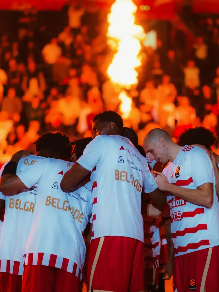 Košarkaši Crvene zvezde u meču sa Makabijem 27. oktobra 2026, arhivska fotografija iz posljednje utakmice pred duel sa Bajernom.