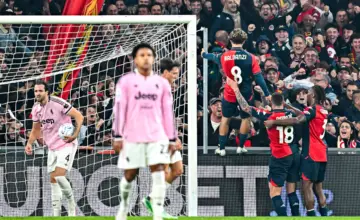 Tomazo Baldanci slavi gol Đenove protiv Juventusa 28. oktobra 2026.