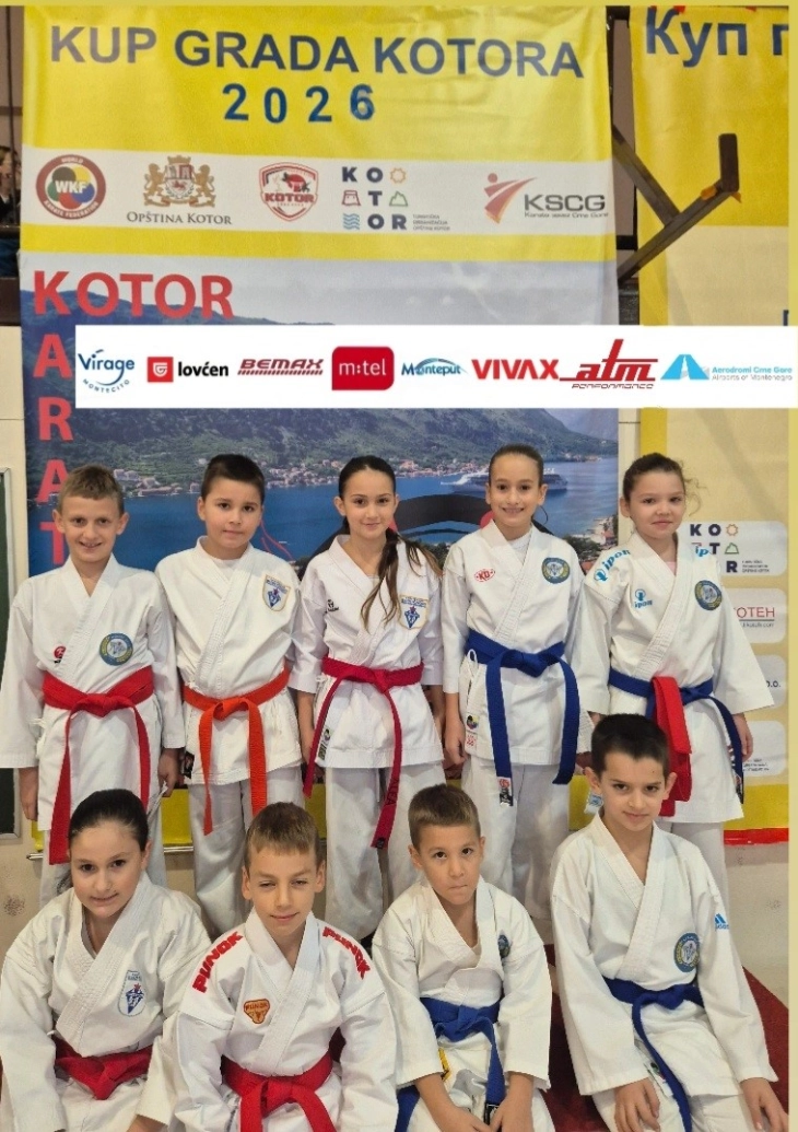 Karatisti Budućnost Bemaksa u izvještaju sa Kupa grada Kotora 24. oktobra 2026. Foto: KK Budućnost Bemax / MINA.