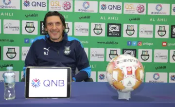 Nebojša Jovović na ranijoj konferenciji za novinare kao trener Al Ahlija. Foto: Qatar Stars League, arhiva.