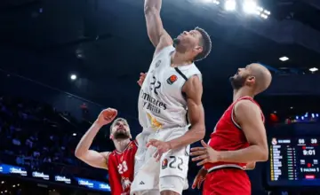 Košarkaši Real Madrida i Olimpije Milano na arhivskoj utakmici iz januara 2026; nije susret od 13. oktobra. Foto: Eurohoops.