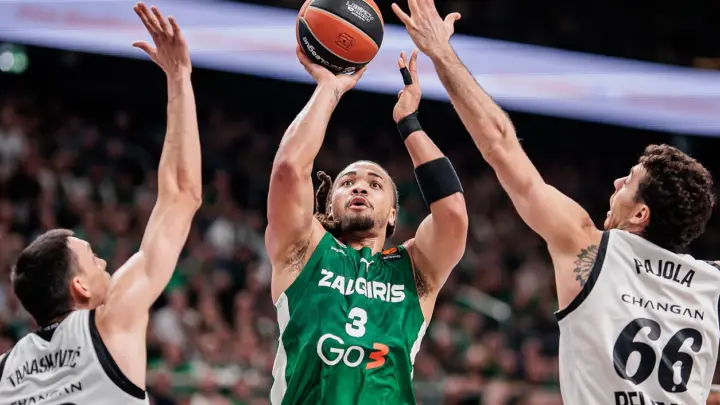 Karsen Edvards na utakmici Žalgiris – Partizan 87:80 u Kaunasu 30. oktobra 2026. Foto: E. Blažio / LRT.